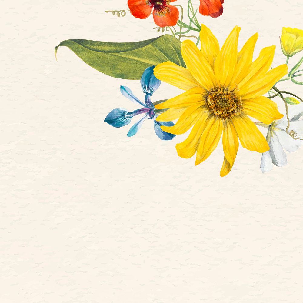 Spring flower background vector illustration with design space, remixed from public domain artworks