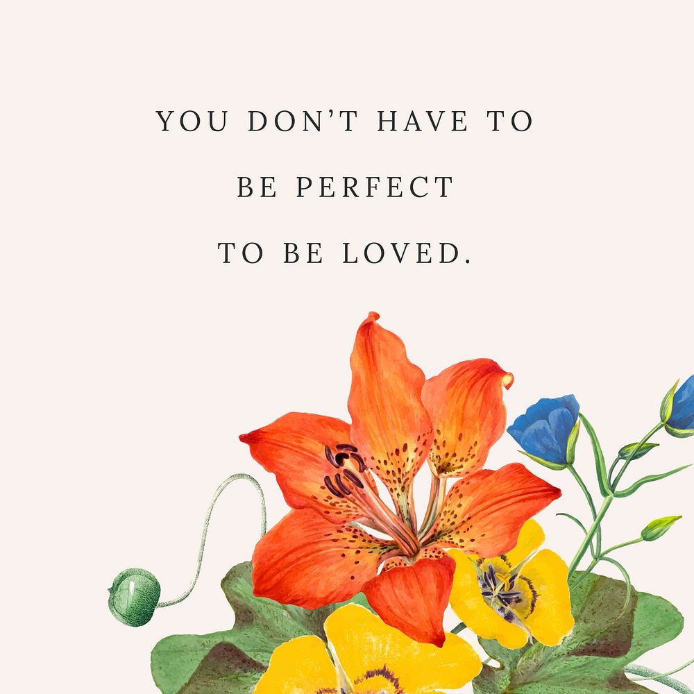 Floral quote template vector illustration, remixed from public domain artworks