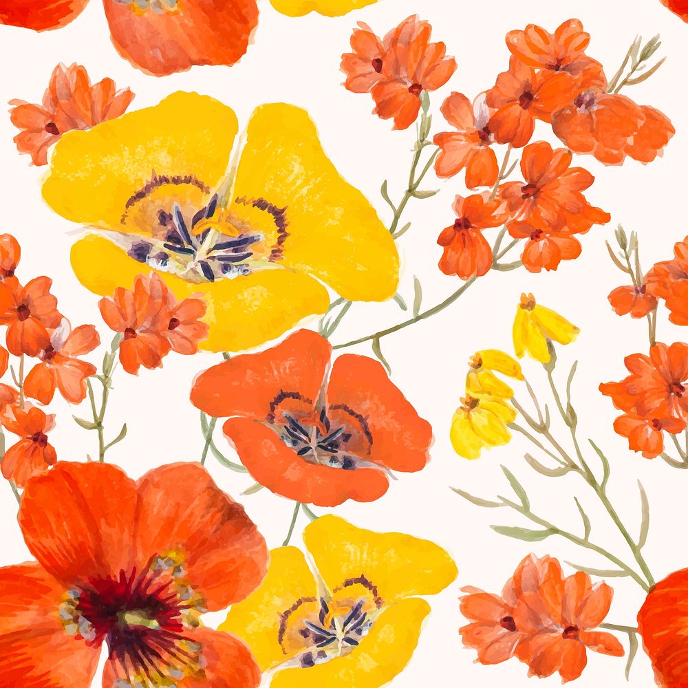 Floral seamless pattern background vector illustration, remixed from public domain artworks