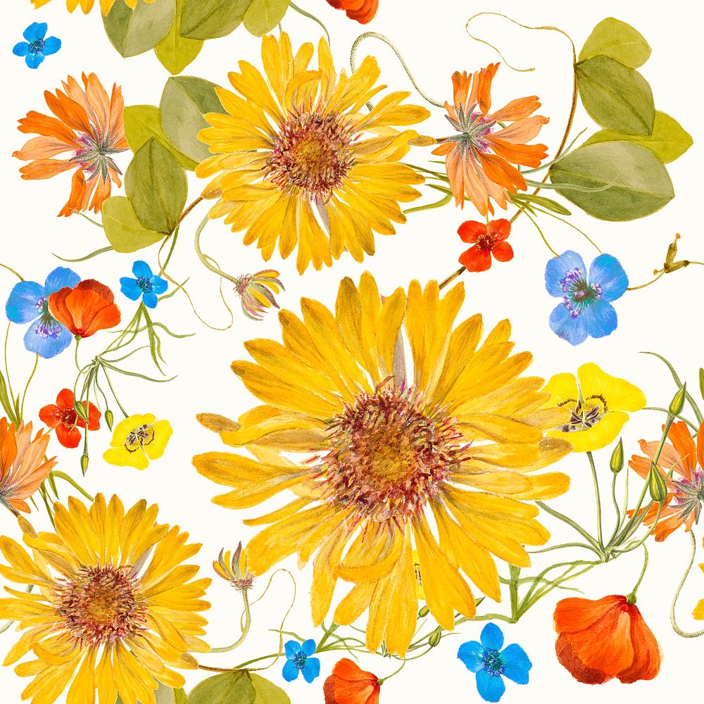 Floral seamless pattern background psd illustration, remixed from public domain artworks