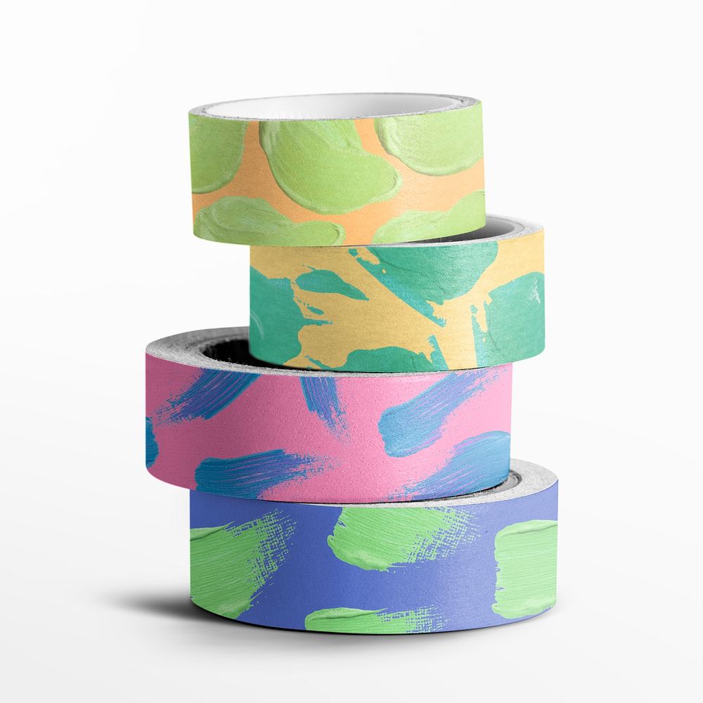 Colorful duct tape mockup psd cute acrylic paint stationery