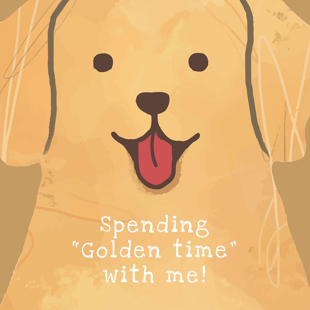 Golden retriever dog template vector social media post, spending golden time with me
