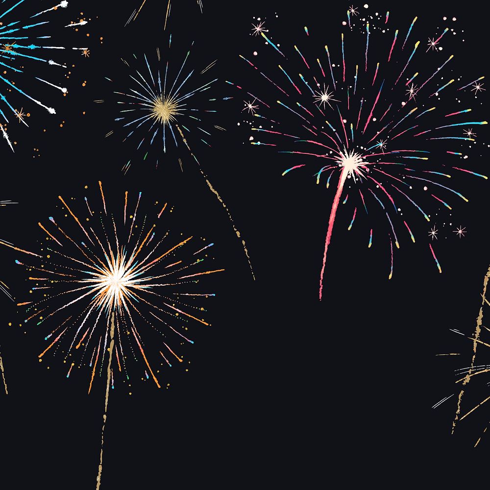 Colorful fireworks background vector in celebration theme