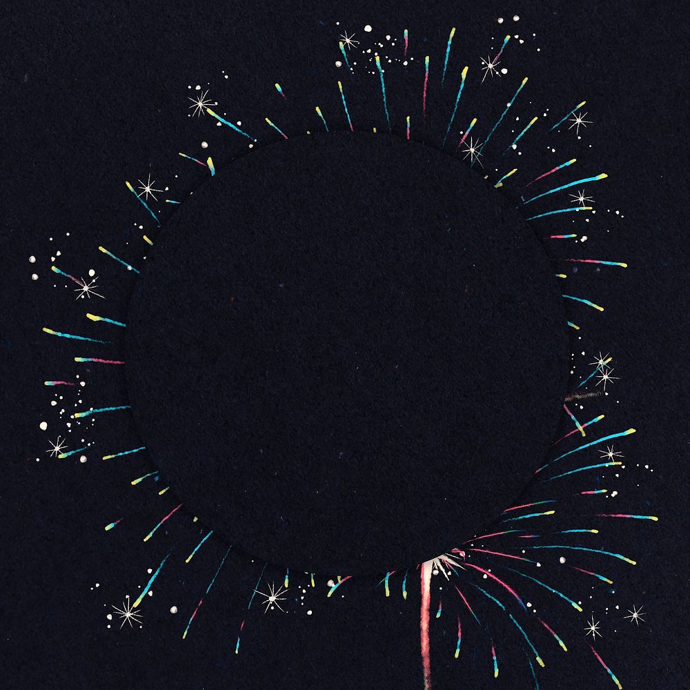 Beautiful fireworks frame on a black background