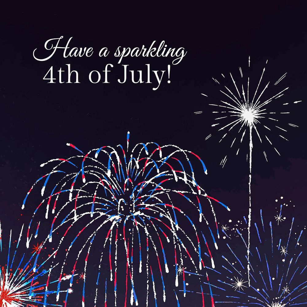 Shiny fireworks template vector for social media post with editable text, Have a sparkling 4th of July 