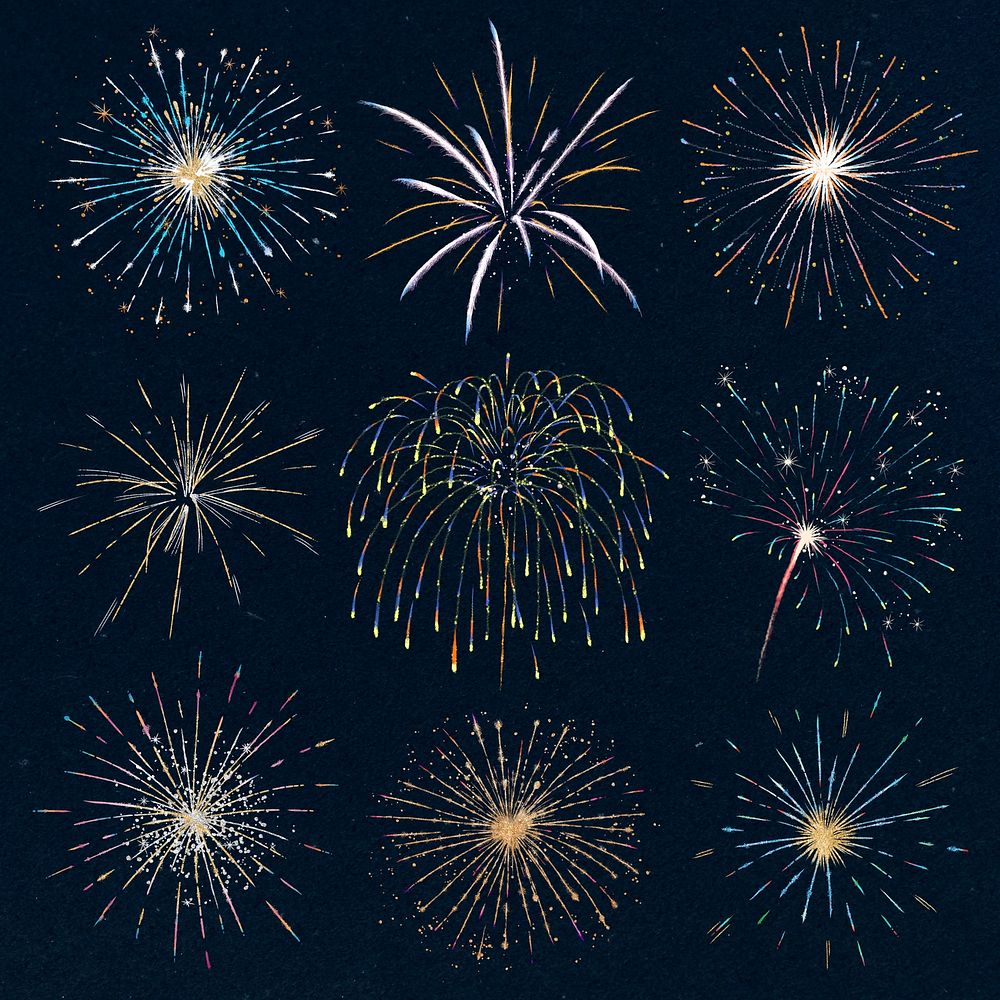 Beautiful firework element graphic psd collection