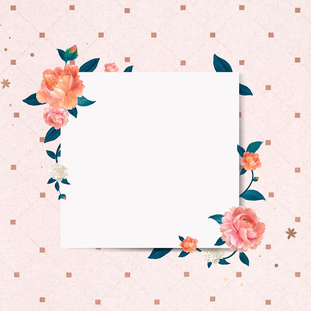 Blank square floral frame template vector