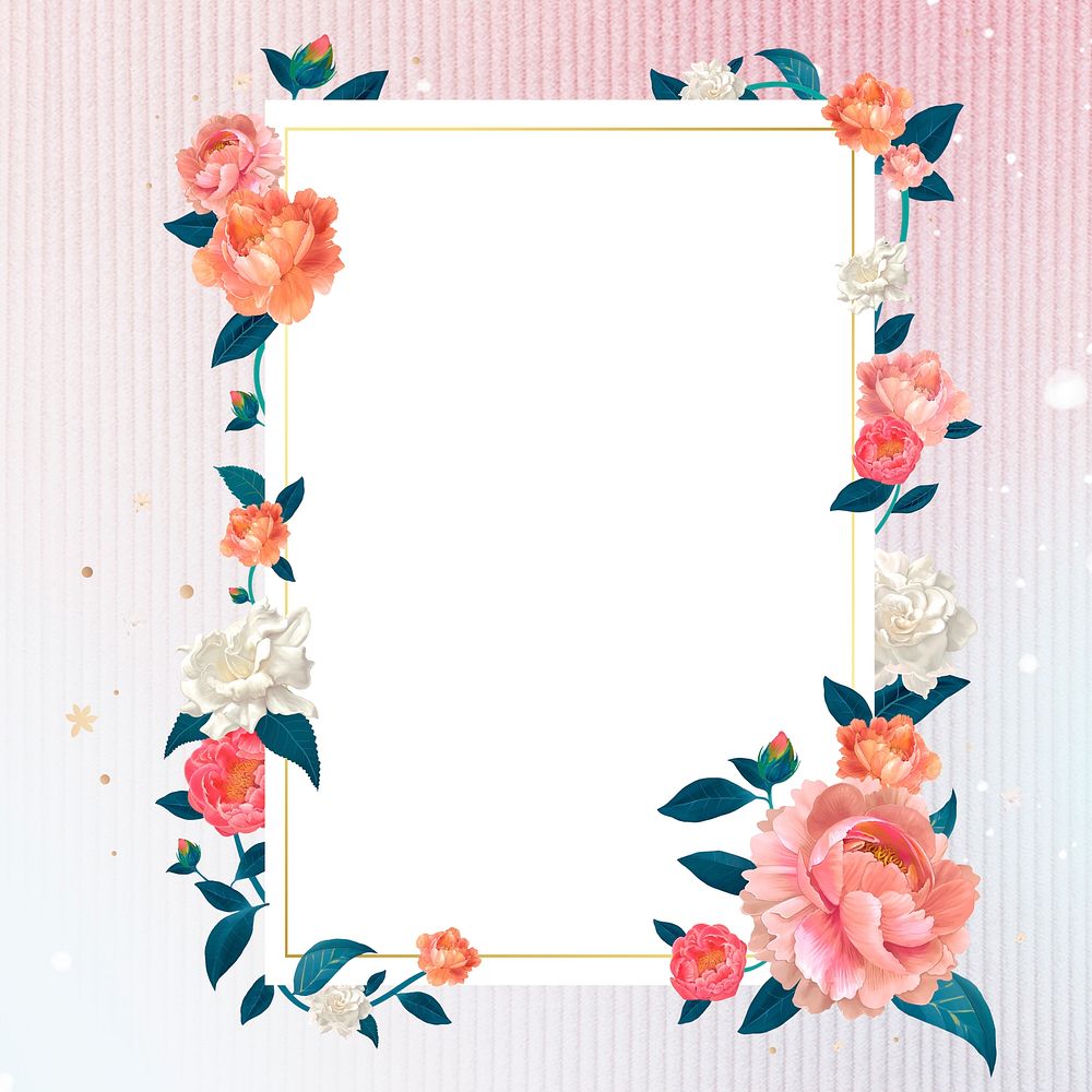 Blank white floral card template illustration