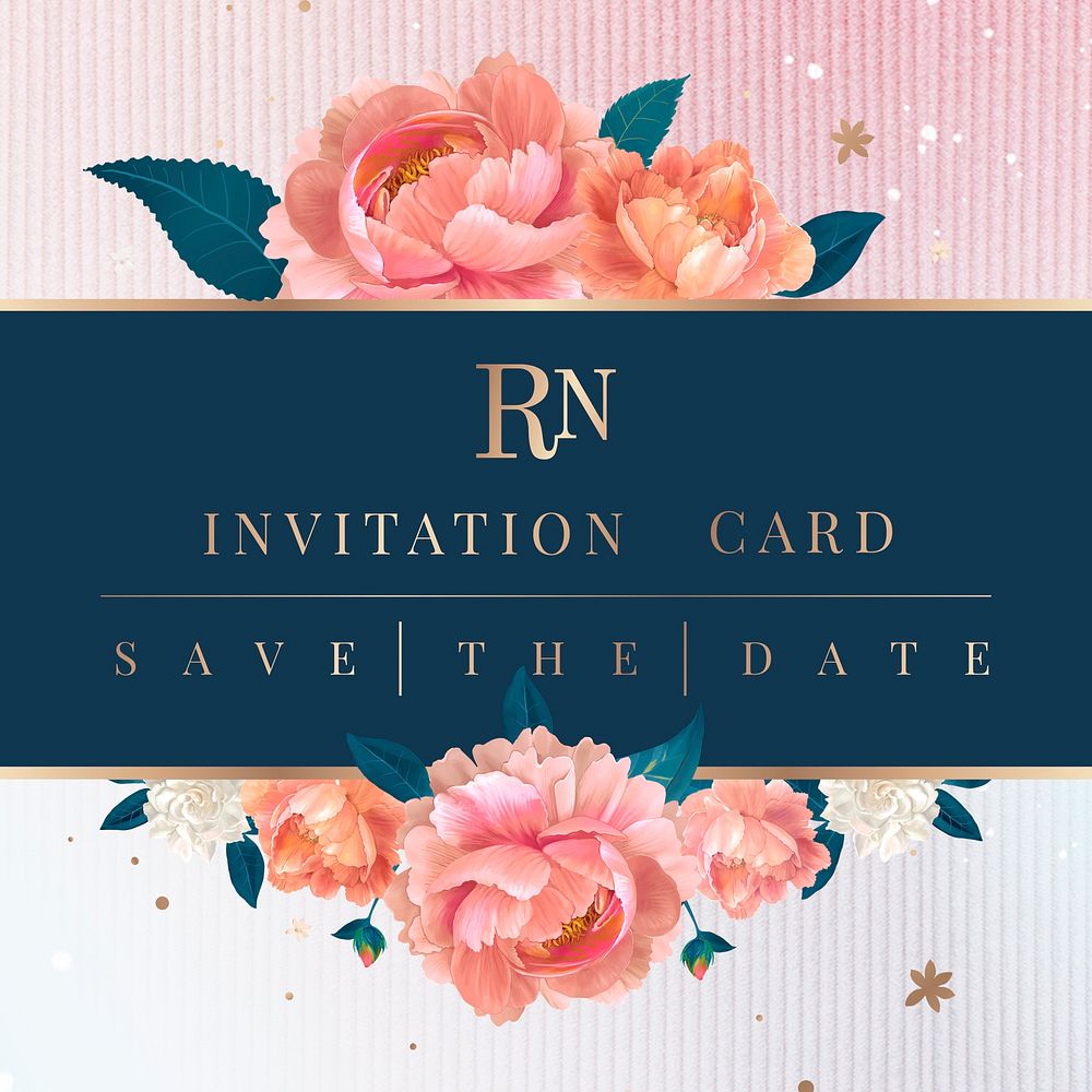Wedding invitation flora card template illustration