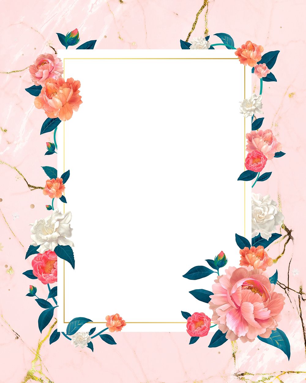 Blank white floral card template illustration