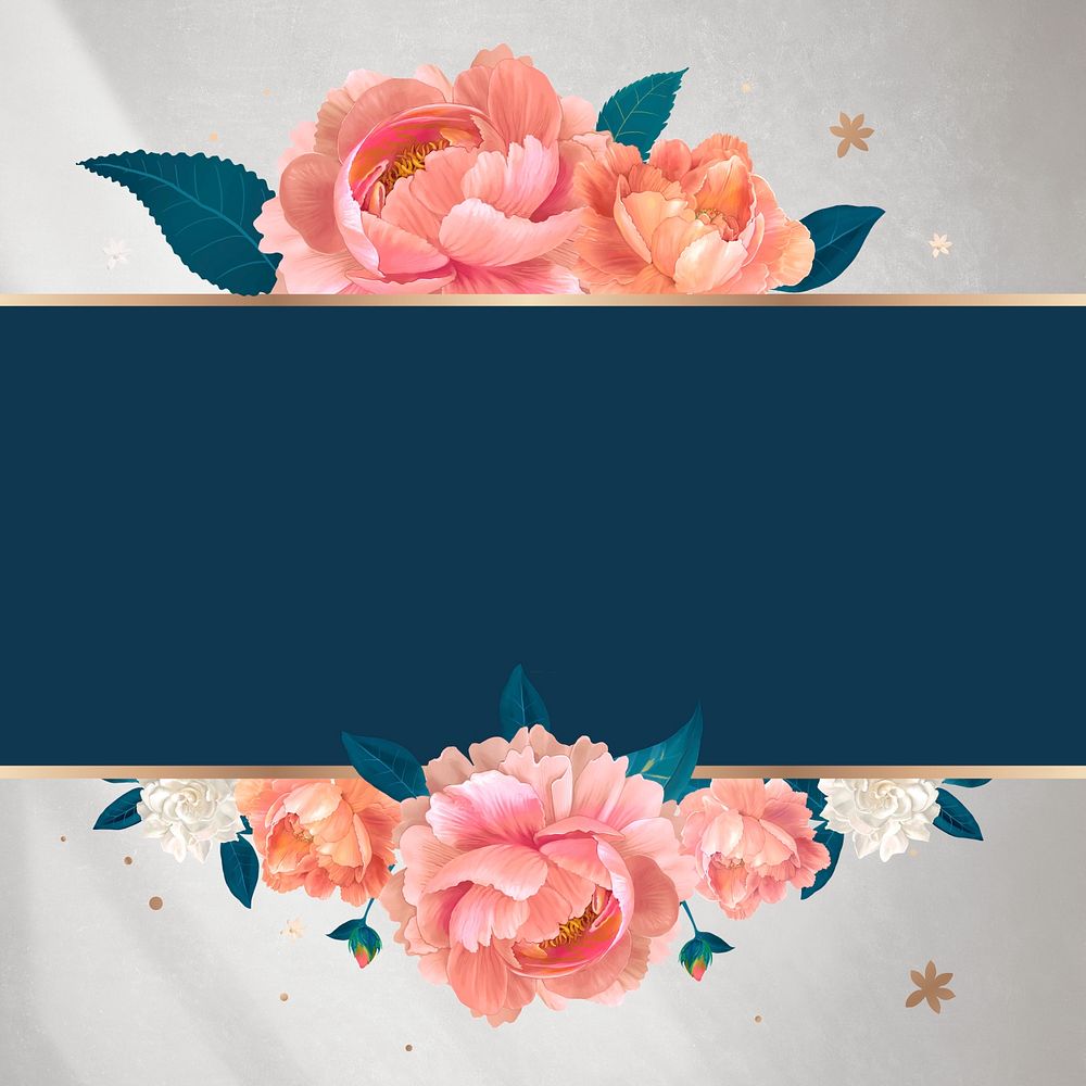 Blank floral framed banner template illustration