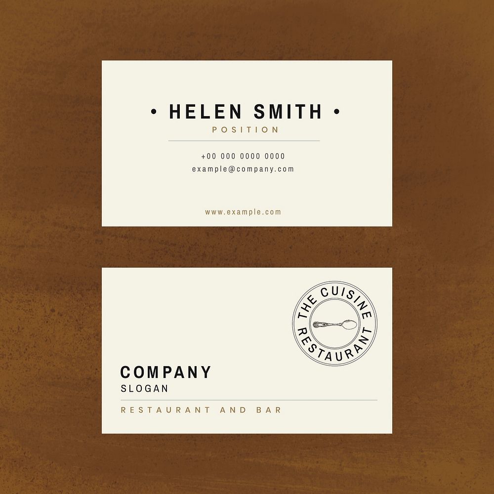 Vintage business card template psd for restaurant, remixed from public domain artworks