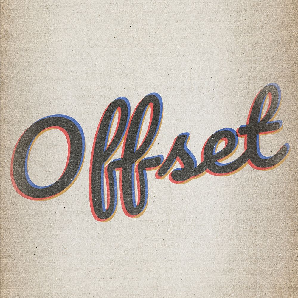 Offset vintage style typography on brown background