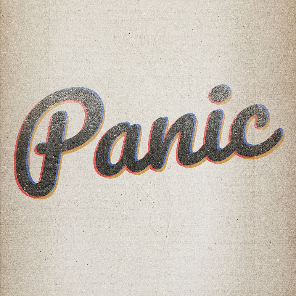 Panic text in vintage font