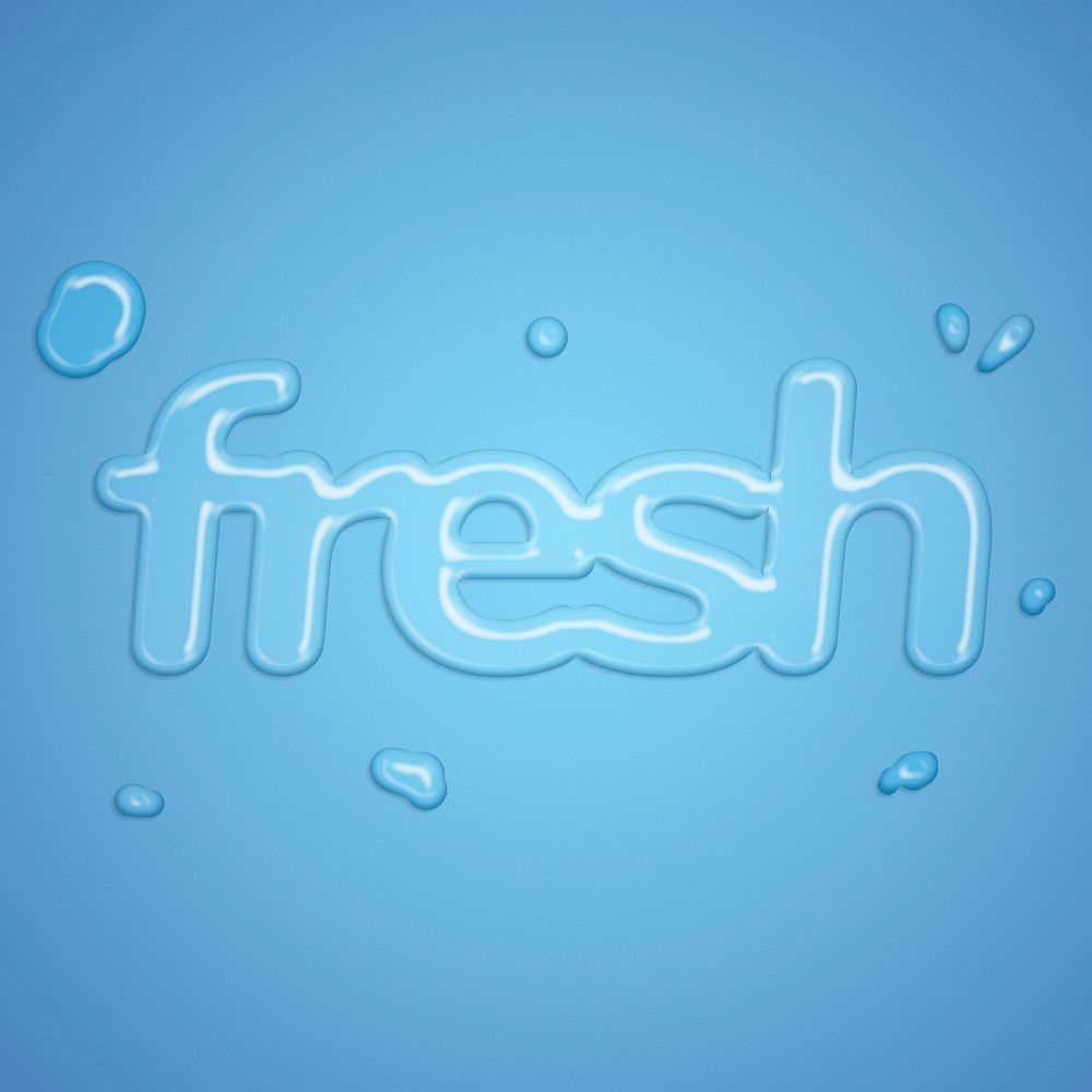 Fresh water splash style typography on blue gradient background