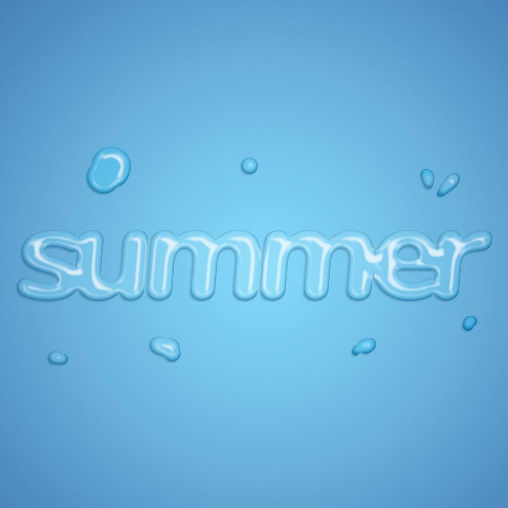 Summer water splash style typography on blue gradient background