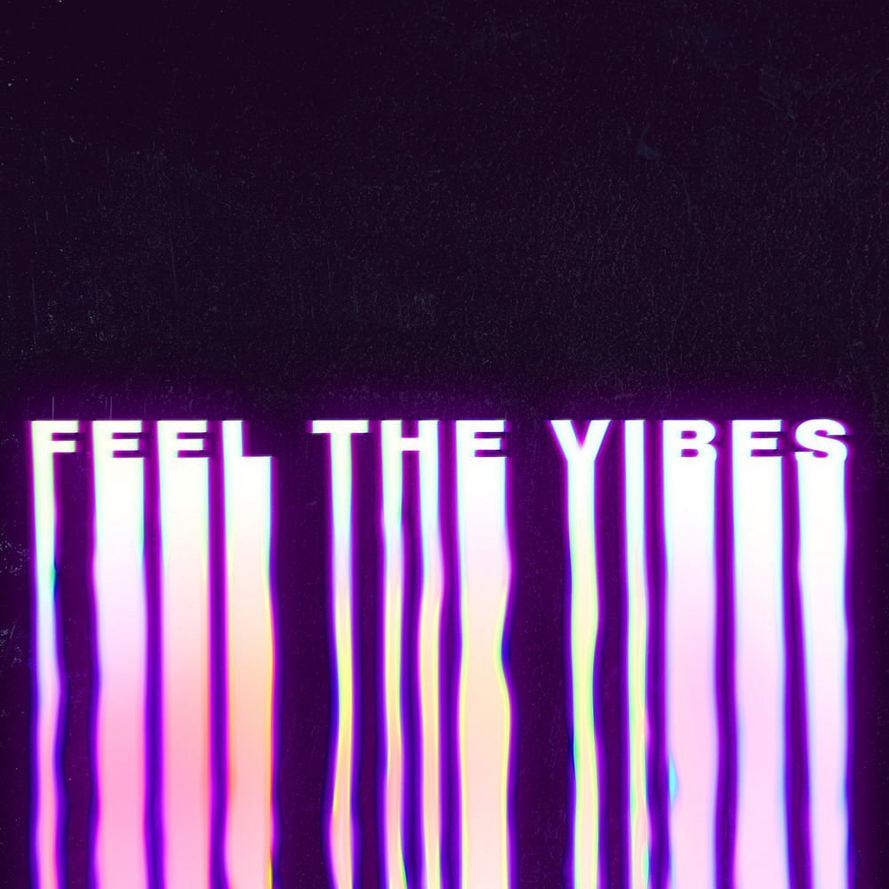 Feel the vibes typography in holographic liquid font