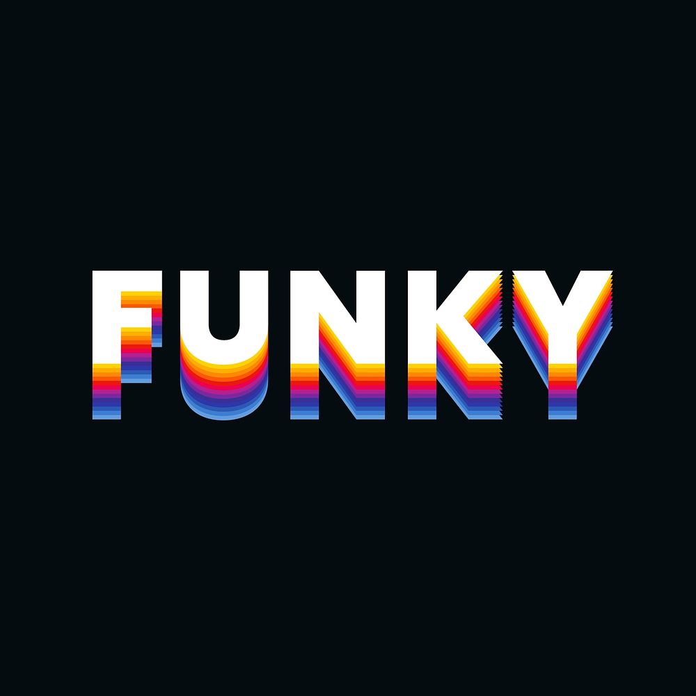 Funky text in colorful retro font