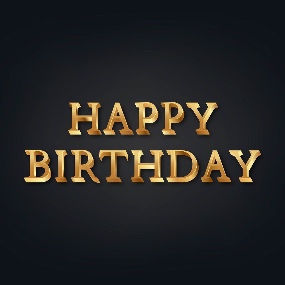 Happy birthday text in 3d golden font