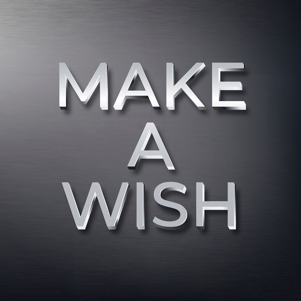 Make a wish text in metallic font
