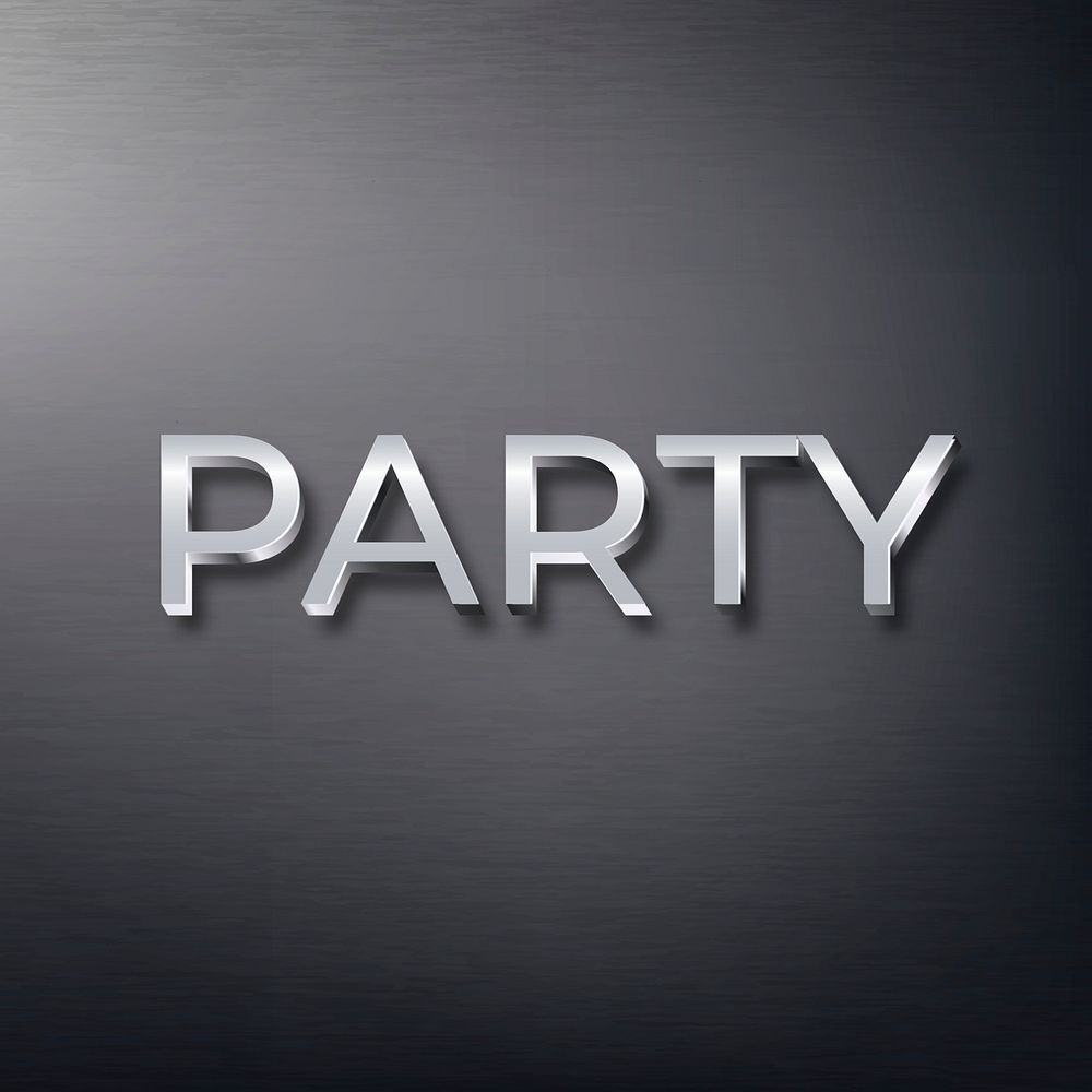Party text in metallic font