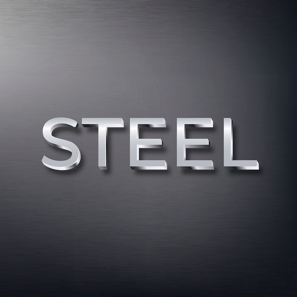 Steel text in metallic font