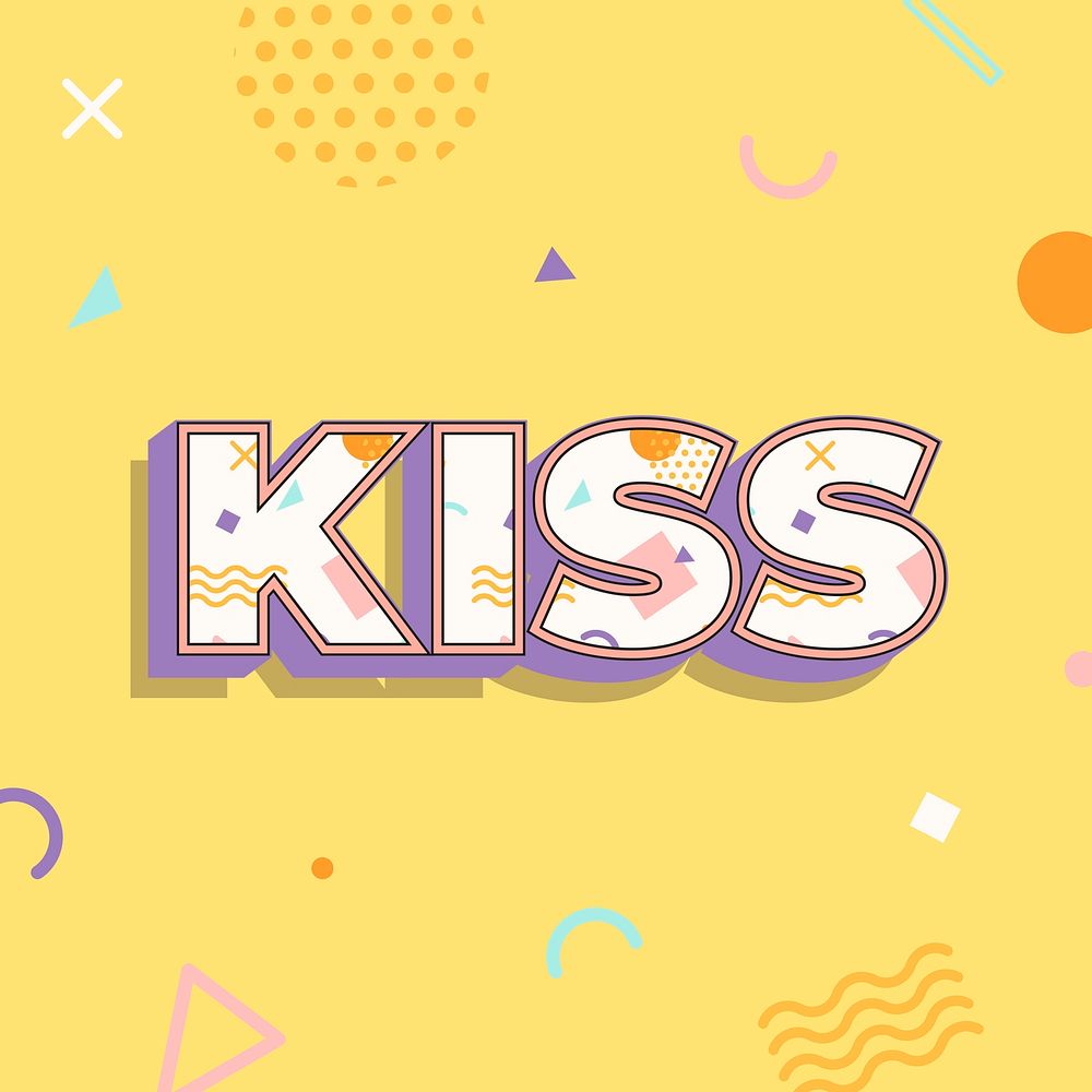 Kiss text in memphis font
