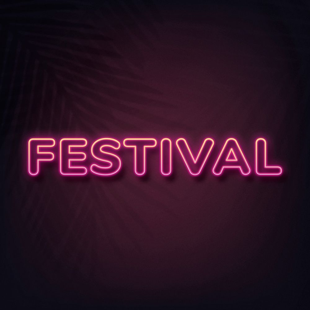 Festival neon style typography on black background