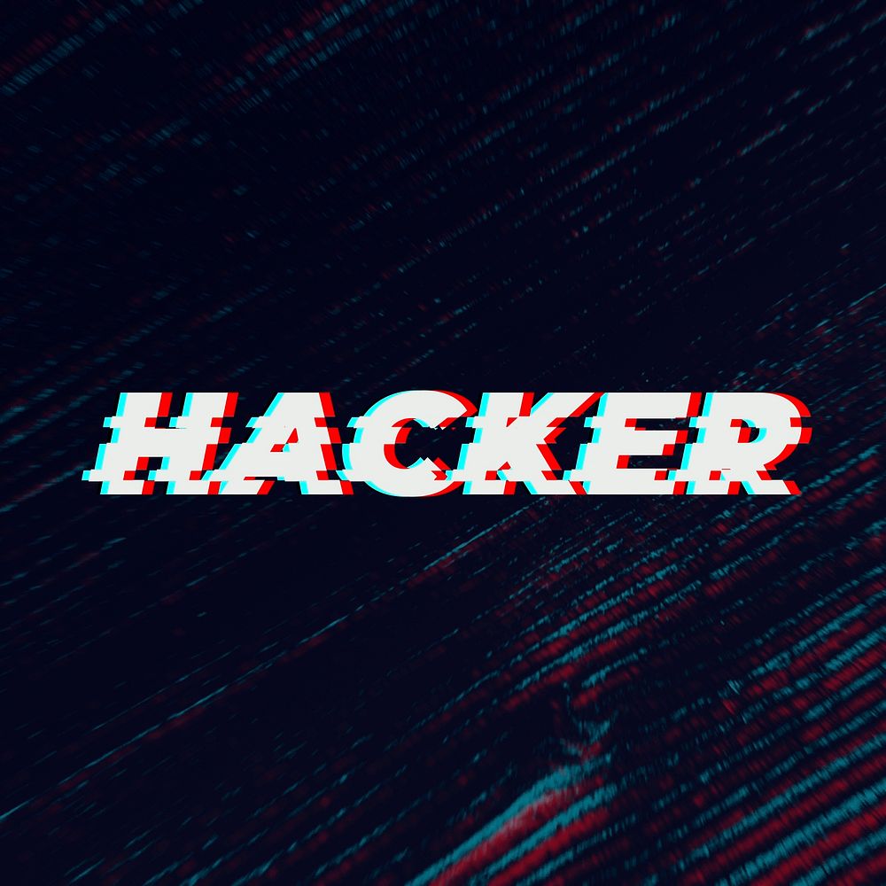 Hacker glitch typography on black background