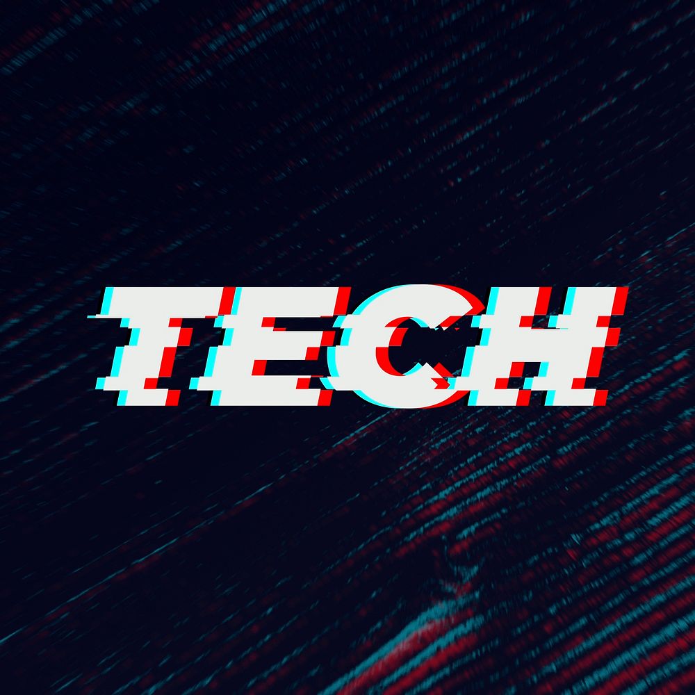 Tech glitch typography on black background