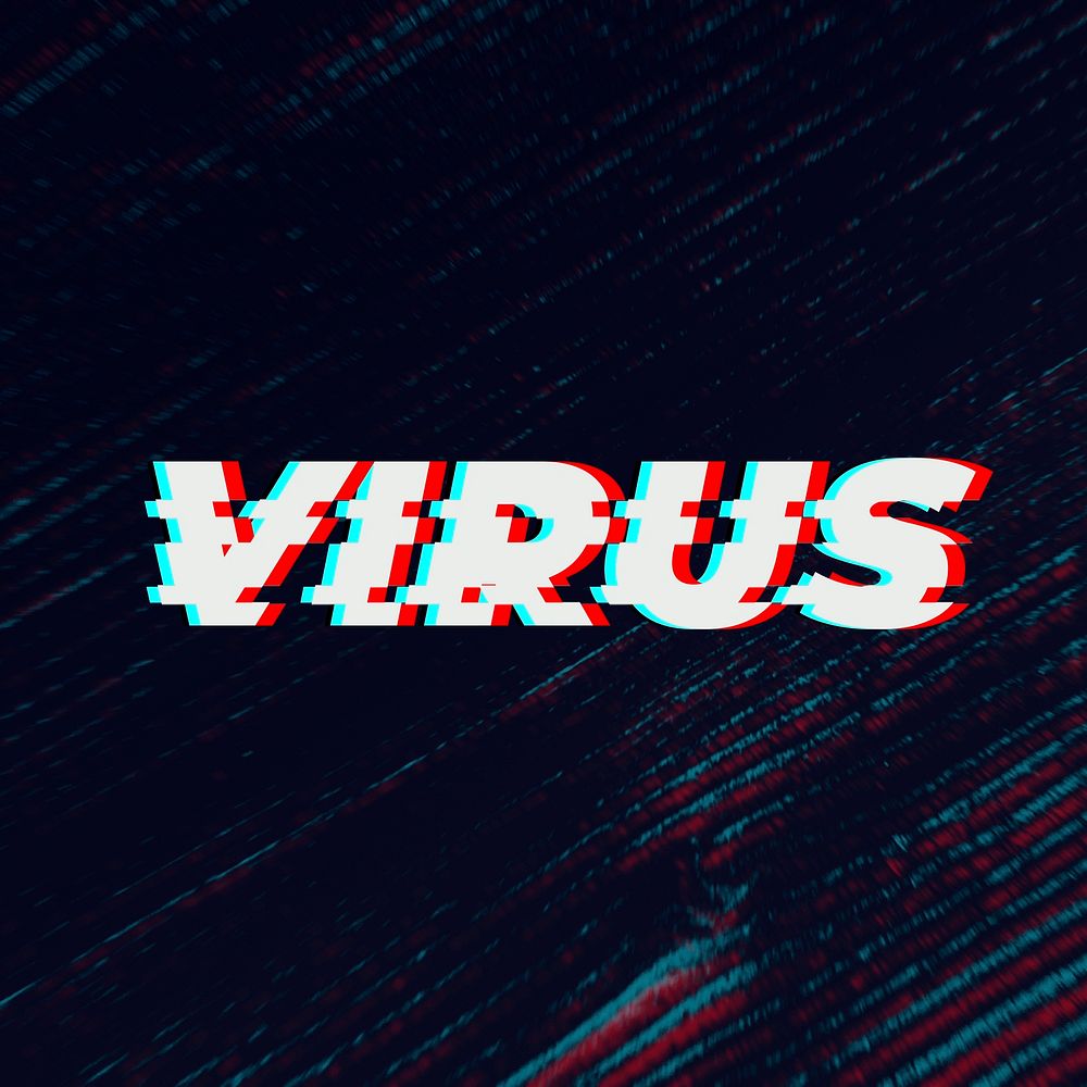 Virus glitch typography on black background