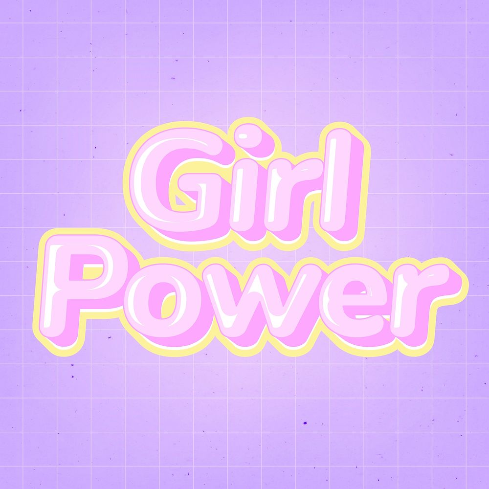Girl power text in cute comic font