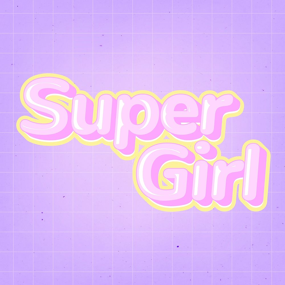 Super girl text in cute comic font