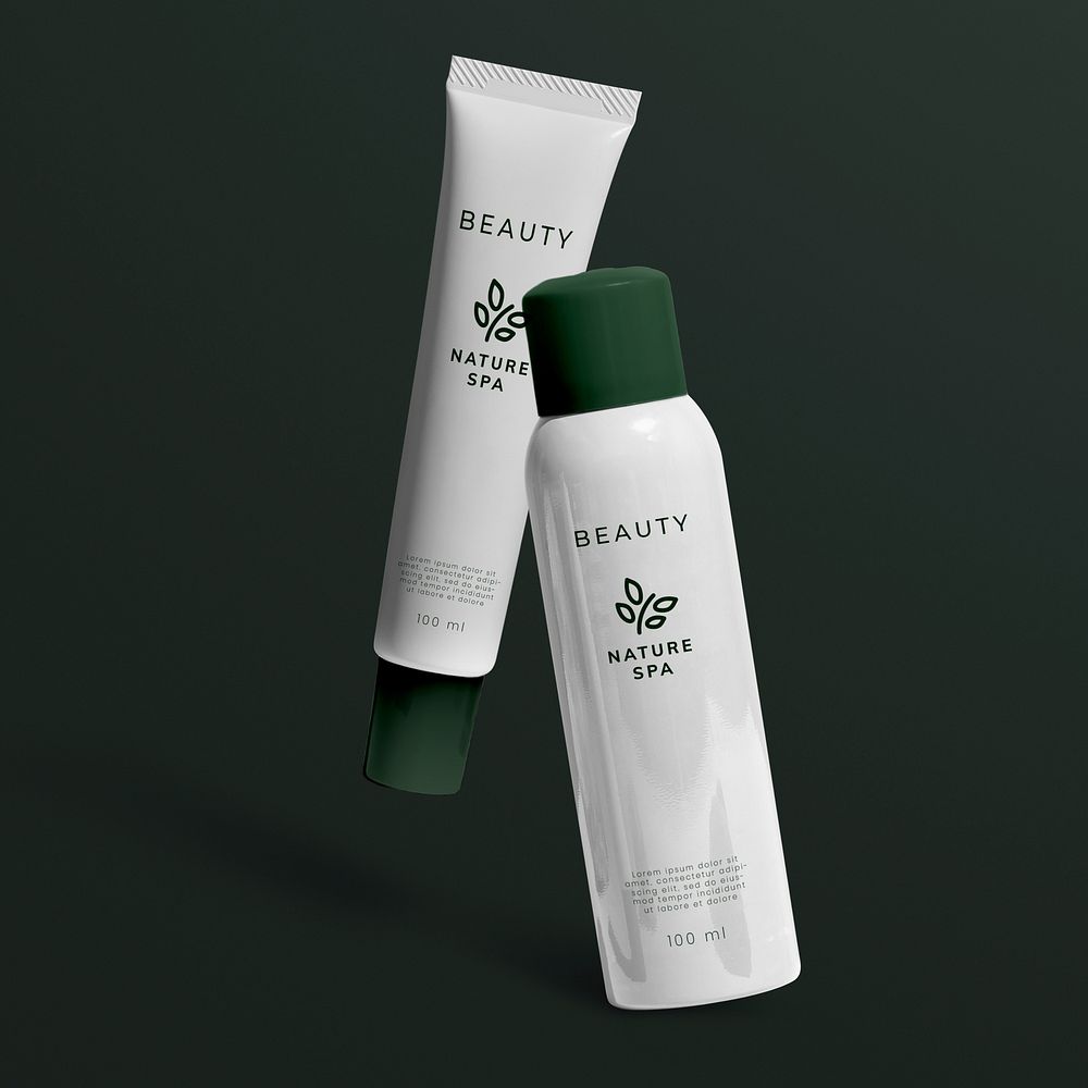 Skincare tube spray mockup psd for organic beauty brands