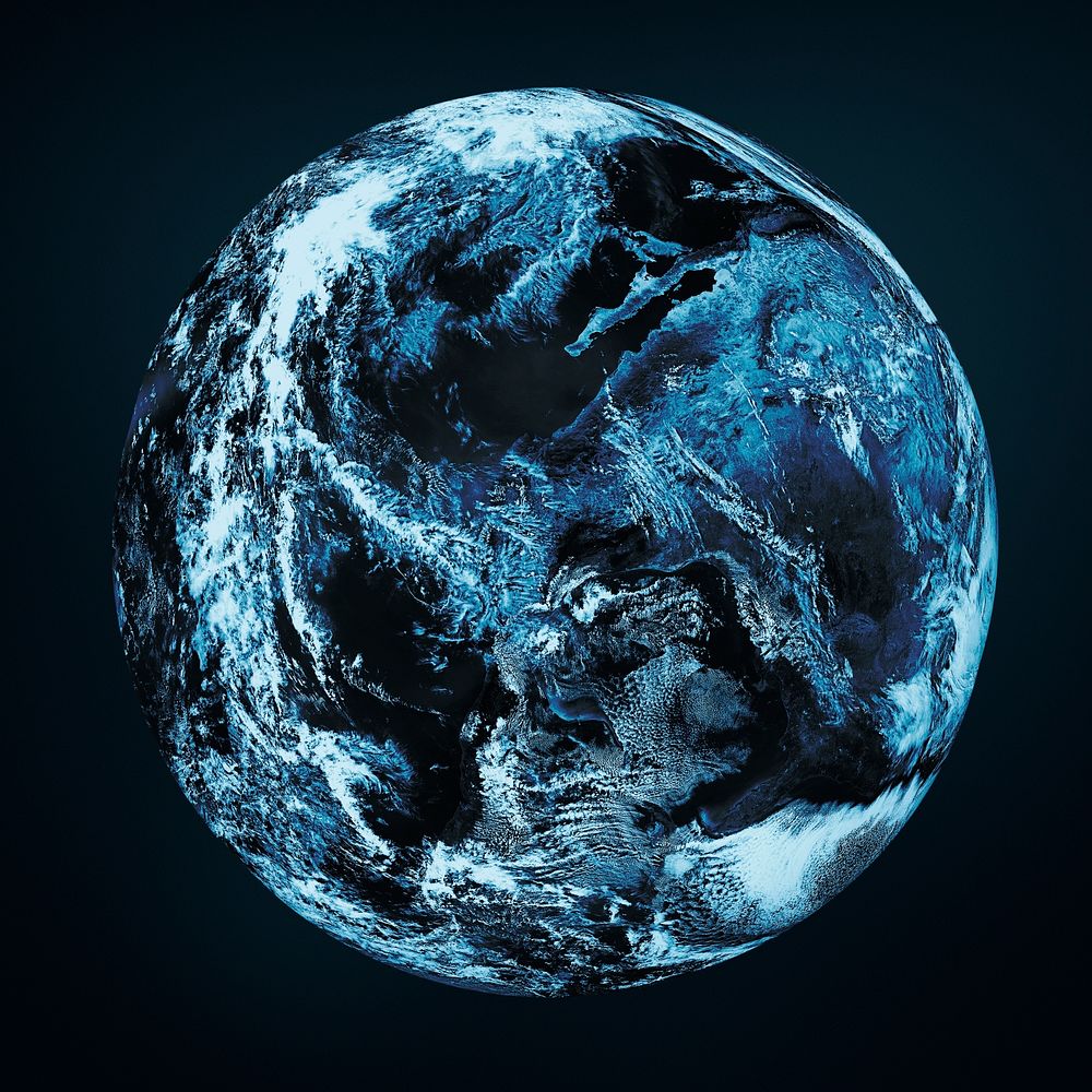 Blue world globe psd from outer space