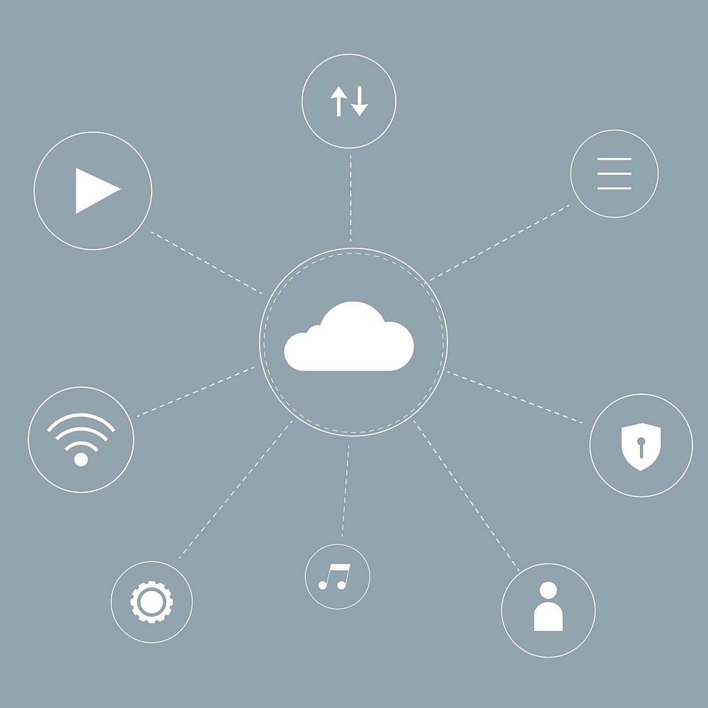 Cloud network system background vector for social media post