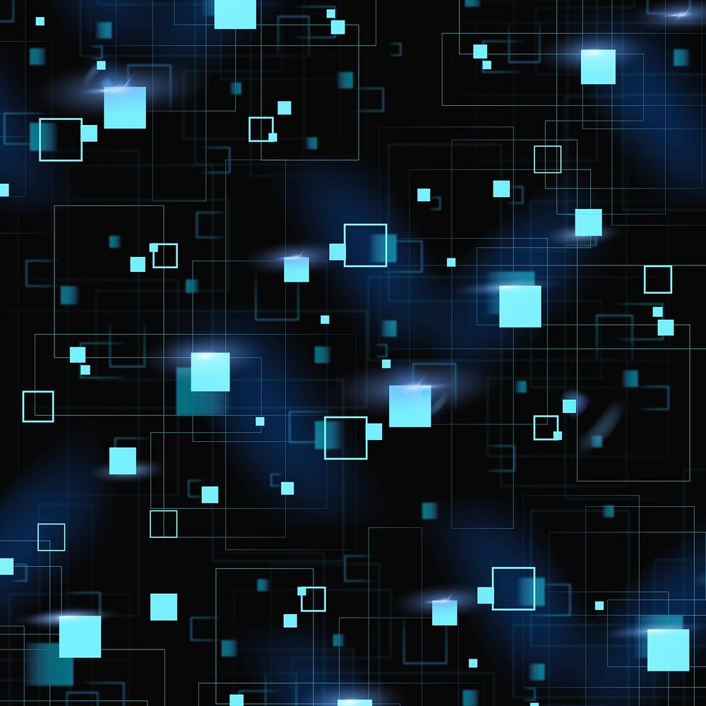 Blue geometric pattern background psd with digital technology