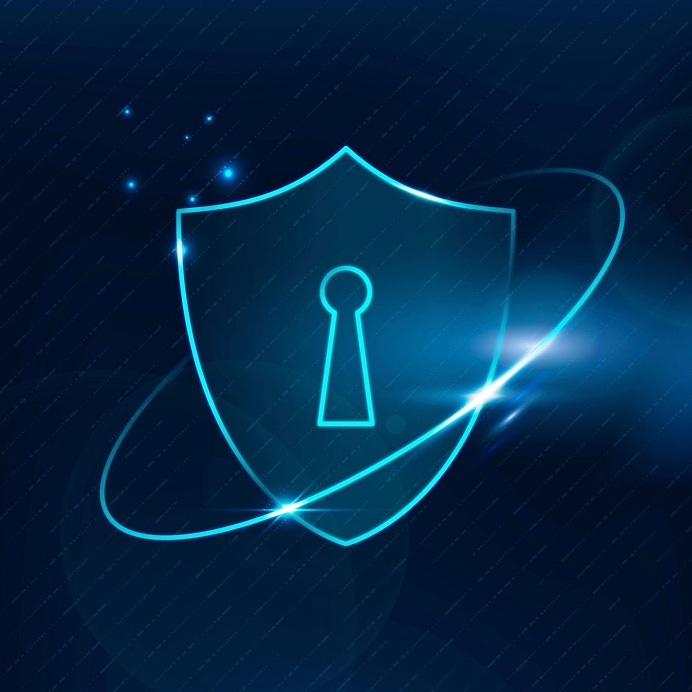 Lock shield vector cyber security technology in blue tone
