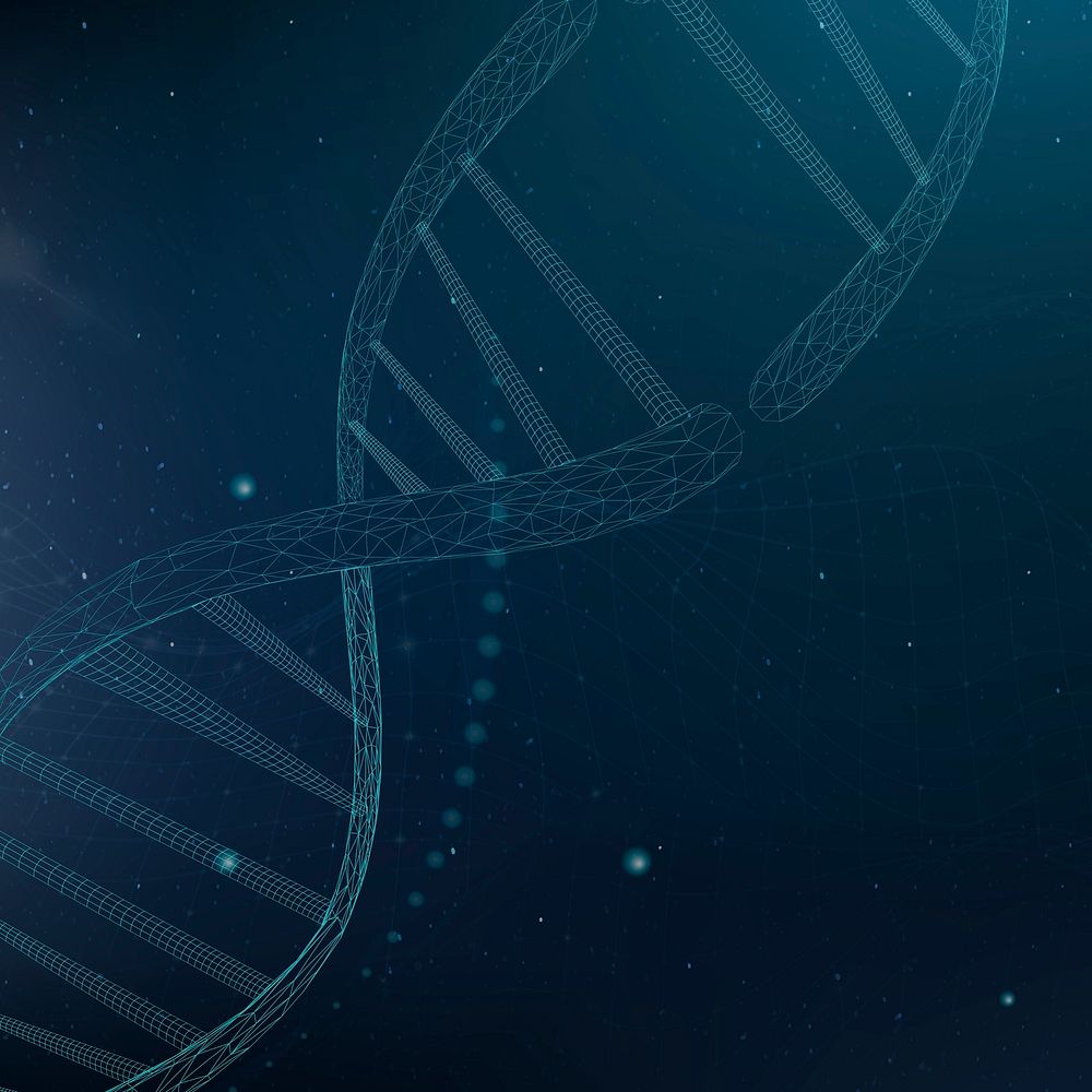 DNA biotechnology science background in blue futuristic style with blank space
