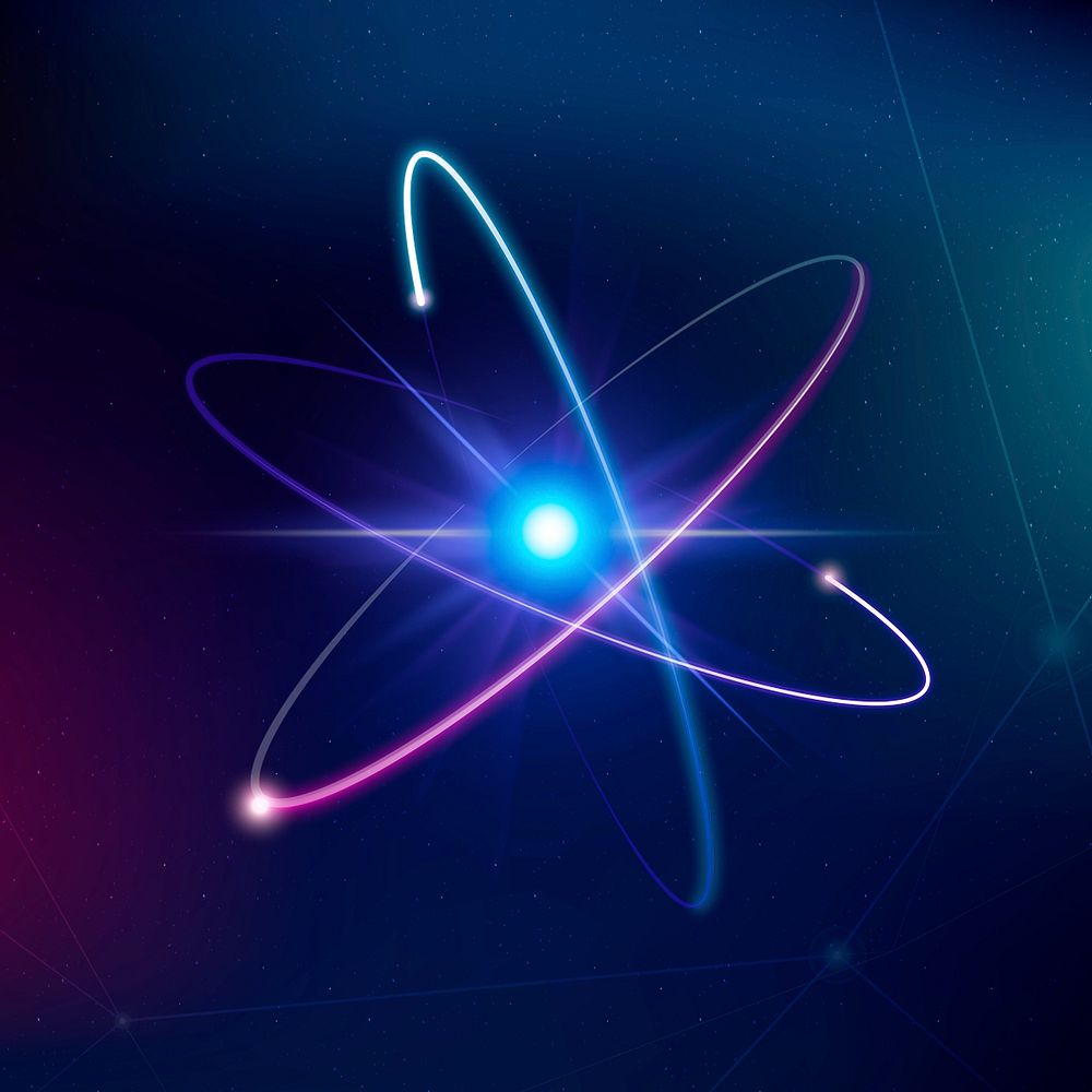 Atom science biotechnology purple psd neon graphic