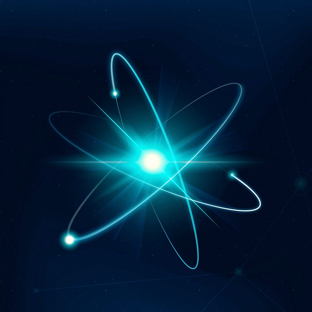 Atom science biotechnology blue psd neon graphic