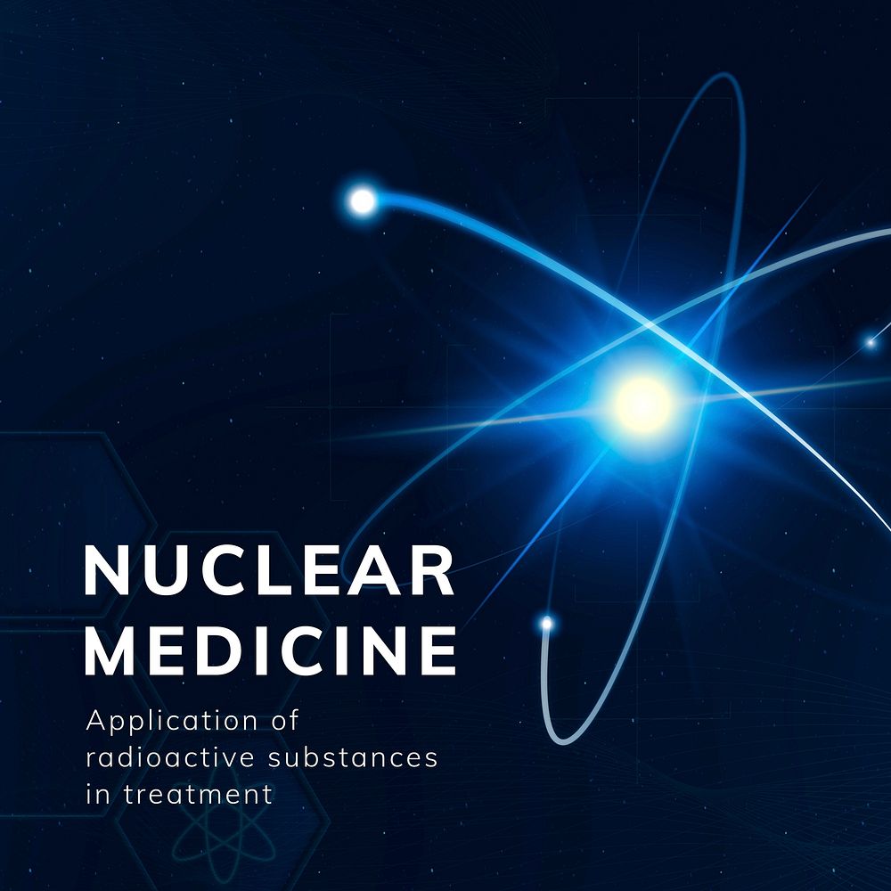 Nuclear medicine science template vector atom social media post