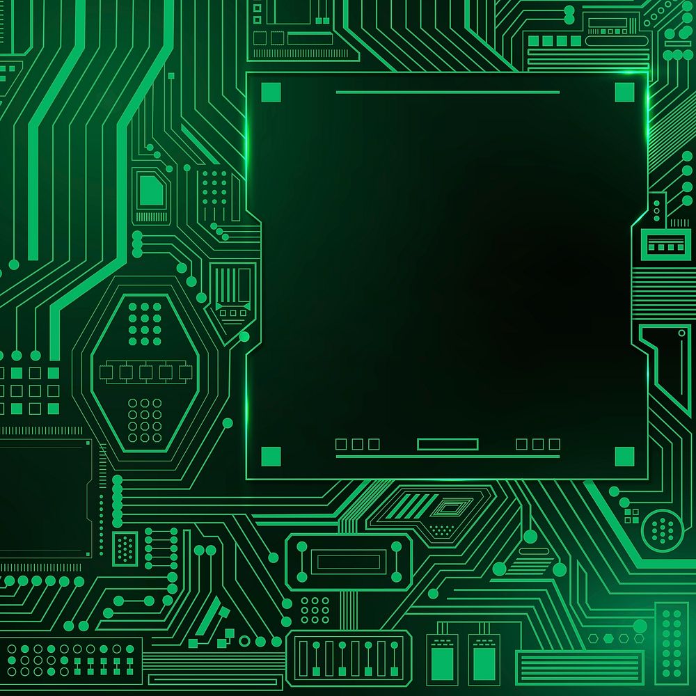 Motherboard circuit technology background psd in gradient green