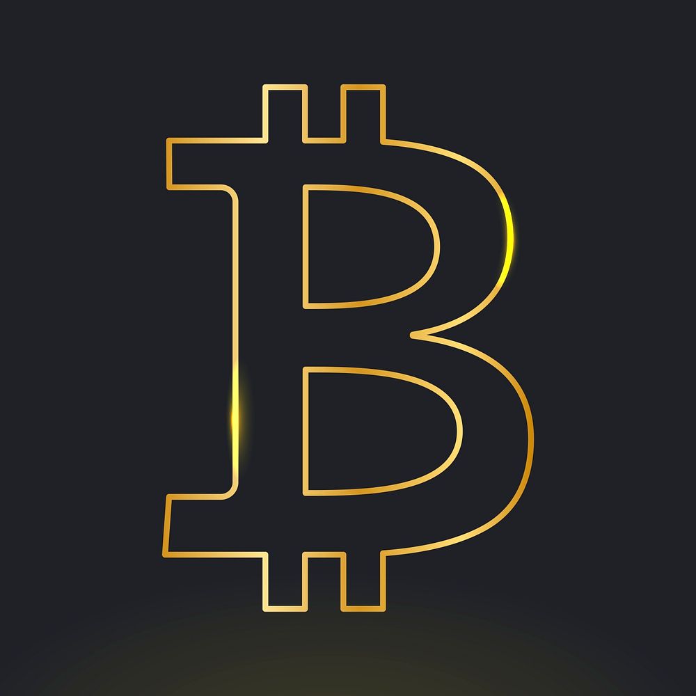 Bitcoin blockchain cryptocurrency icon psd in gold open-source finance concept