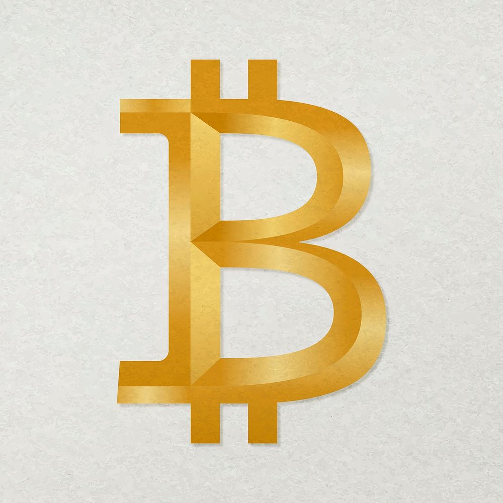 Bitcoin blockchain cryptocurrency icon vector in gold open-source finance concept