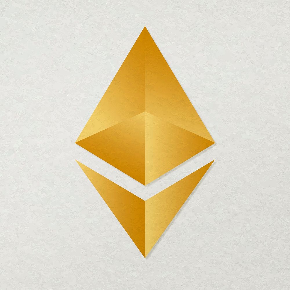 Ethereum blockchain cryptocurrency icon vector in gold open-source finance concept