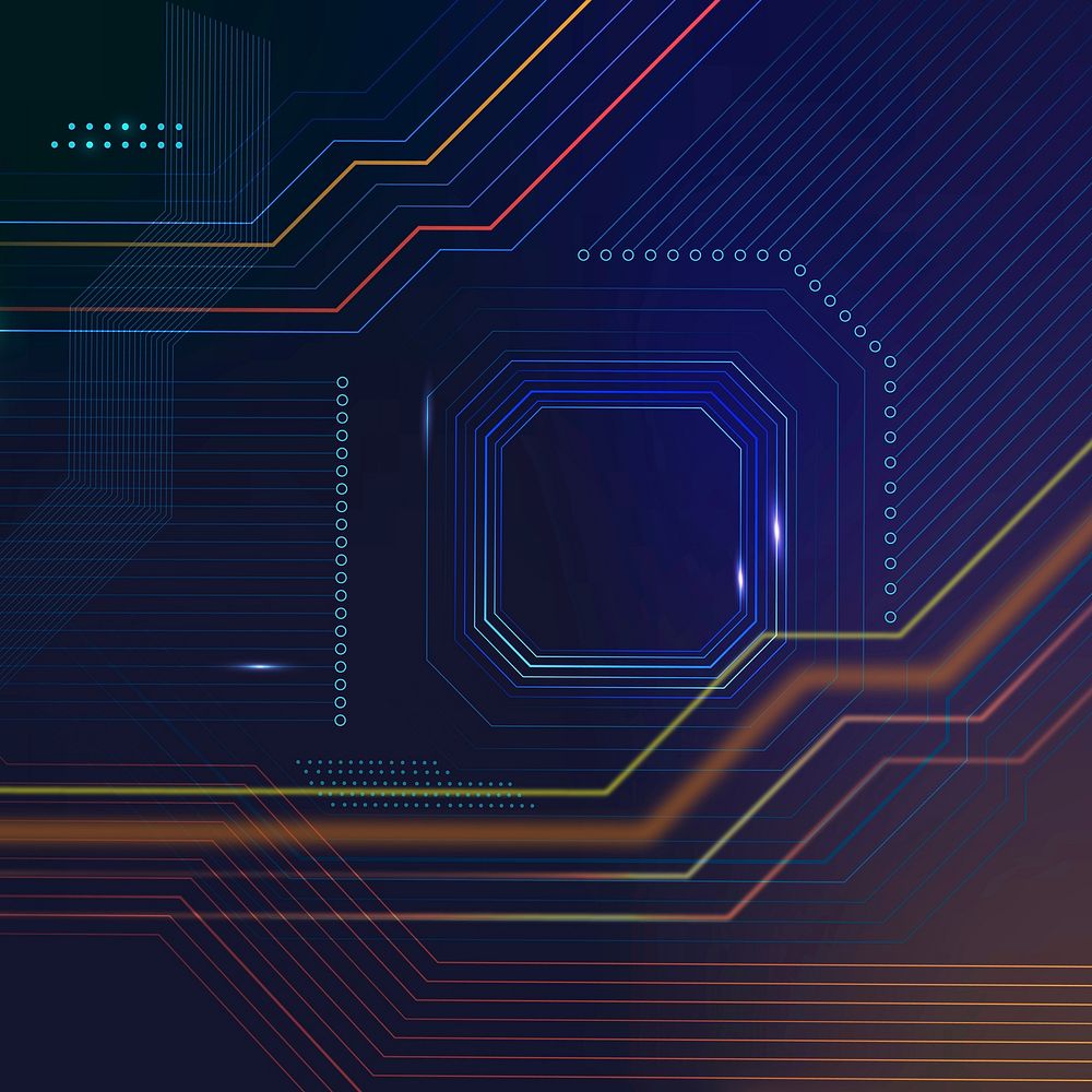Smart microchip technology background vector in gradient blue