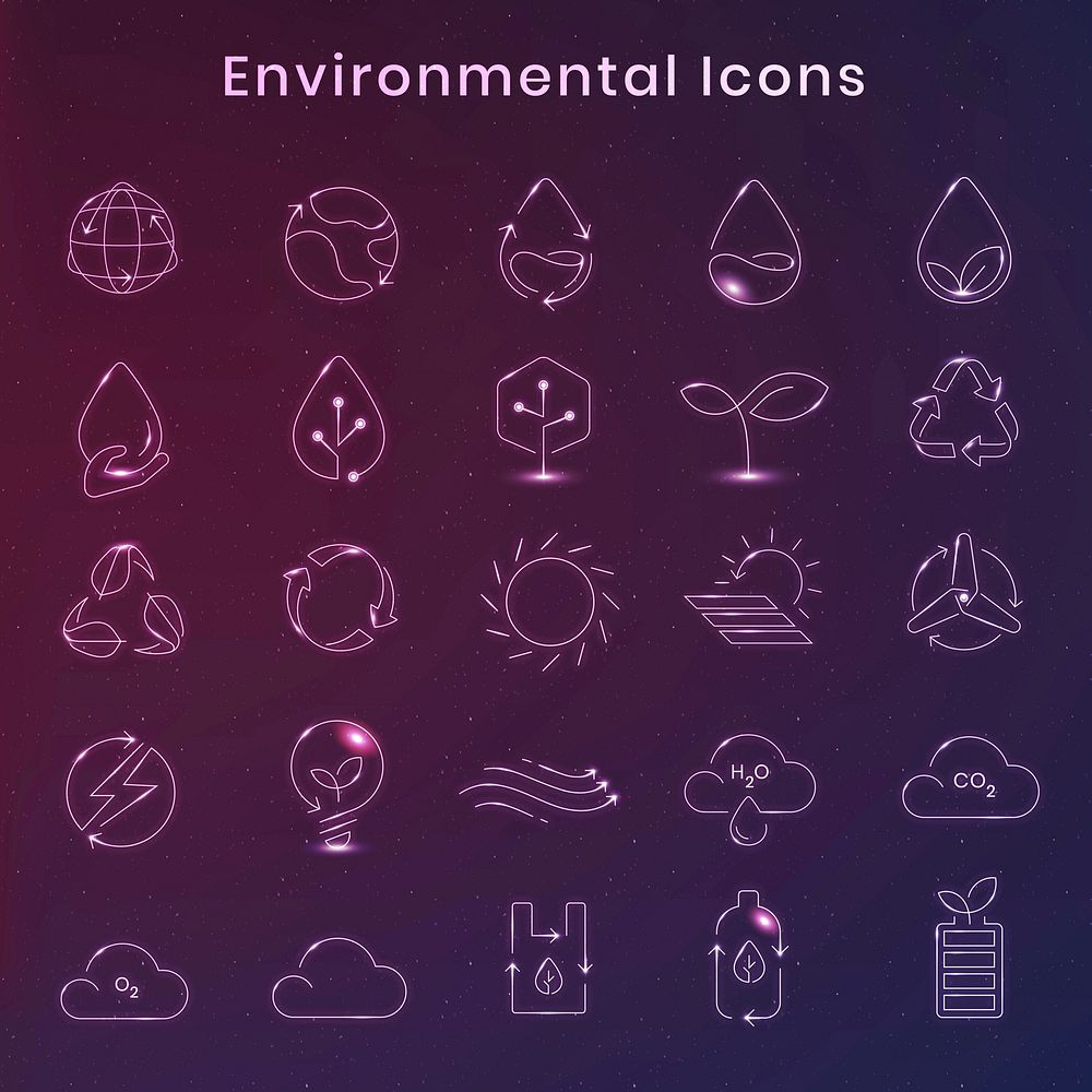 Environmental icon vector in pink tone set