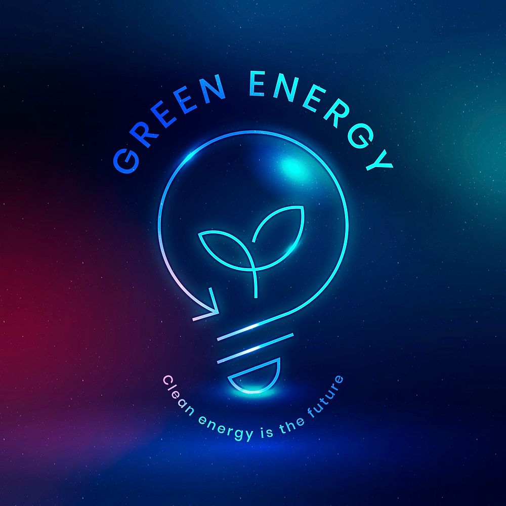 Environmental light bulb logo psd with green energy text