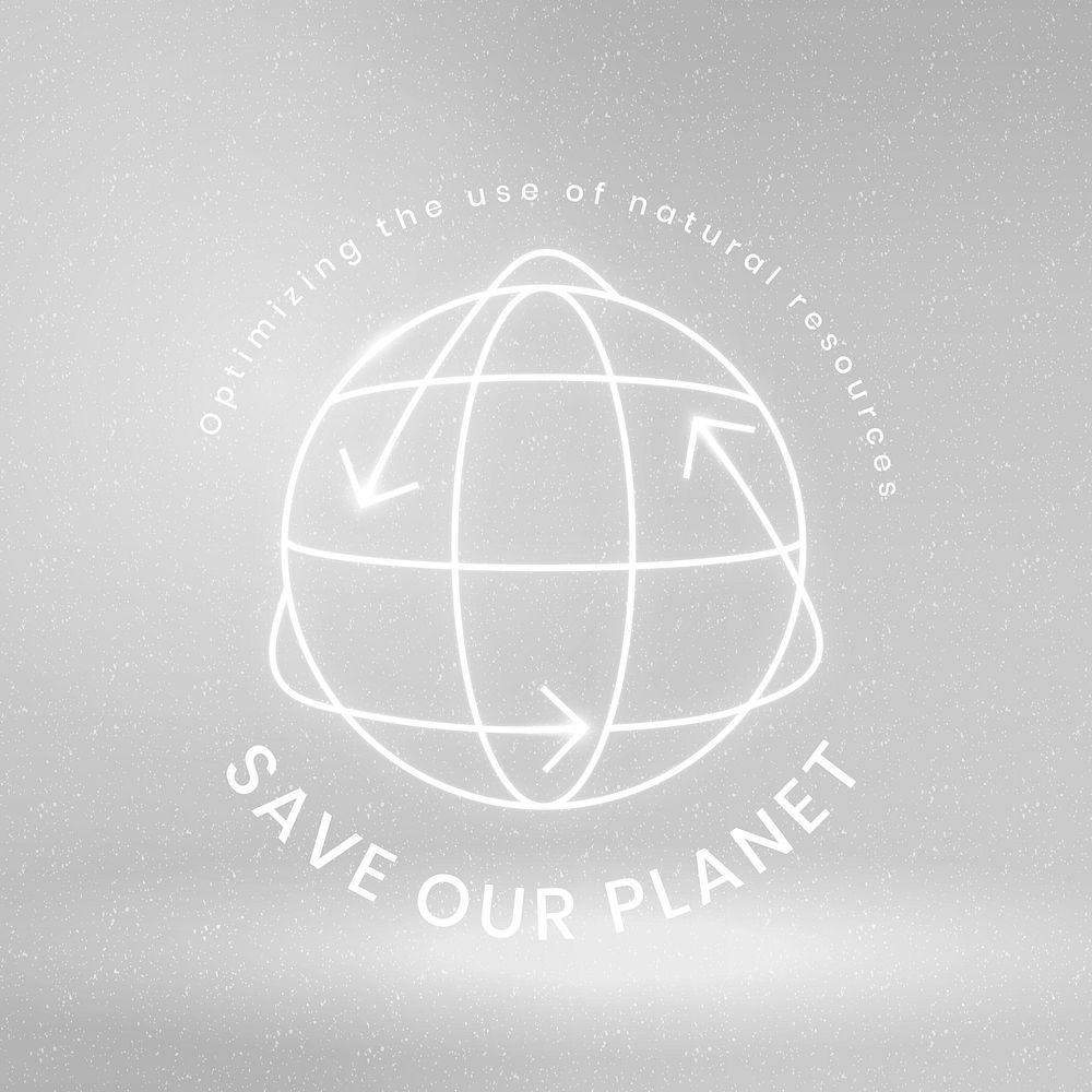 Global environmental logo vector with save our planet text